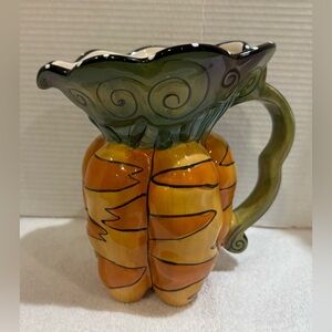 Carrots Figural Pitcher– blue sky clayworks – hand painted by Heather Goldmine